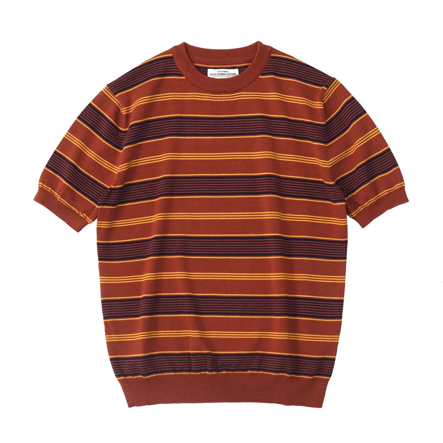 2025 Zomer Nieuwe Amerikaanse Retro 280G Korte Mouw O-hals Gebreid Gestreept T-shirt Heren Eenvoudig 100% Katoen Gewassen Casual Slim Tops