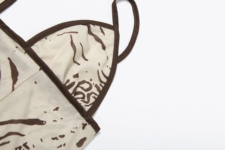 Tie-dye Print Dress Women Sexy Low-Neck Skinny Sleeveless Backless Skinny Vacation Beach Club Party Classic Vestidos