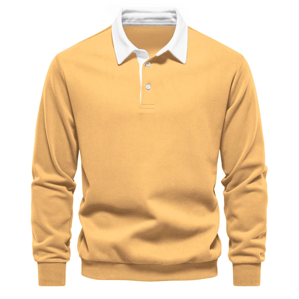 Autumn Fashion Design Polo Neck Sweatshirts For Men Casual and Social Wear Quality Cotton Sweatshirts