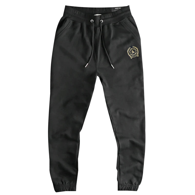 Herfst Amerikaanse Retro Terry Gebreide Borduurwerk Joggingbroek Heren Eenvoudige Elastische Taille Trekkoord Sport Casual Jeugd Losse Broek