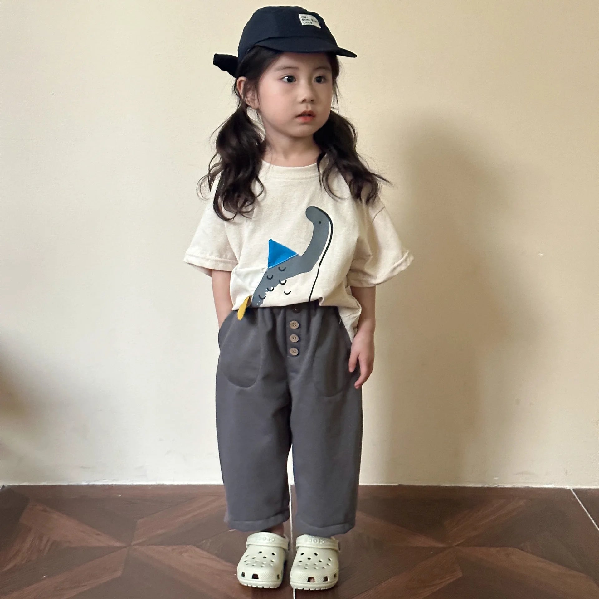 Kids Clothes Boys Dinosaur T-Shirts Summer Girls Tee Cotton Boys Half Sleeve Shirt 2-7Y Unisex