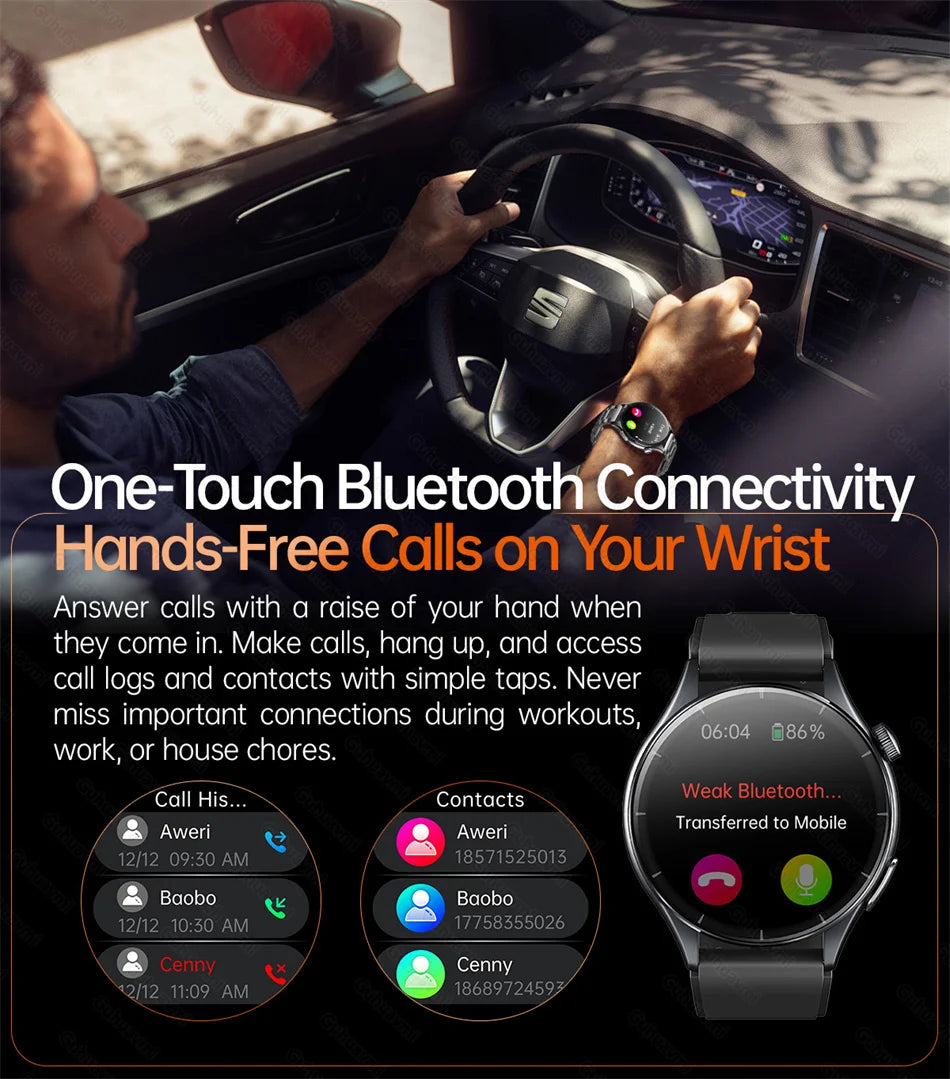 2025 Nieuw Smart Watch NFC ECG+PPG Bloedzuurstof Urinezuur Bloeddruk Saffier Smartwatch Heren - Compatibel met Samsung Galaxy, Xiaomi en Huawei IOS