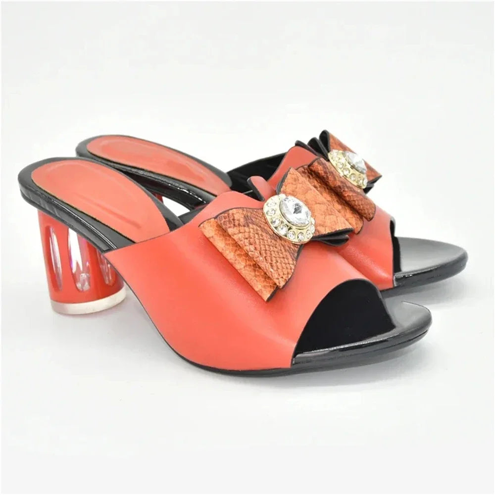 Ladies Bridal Wedding Nigeria Shoes with Rhinestones Italian High Heels Wedding Slippers Italian Women Party Pumps