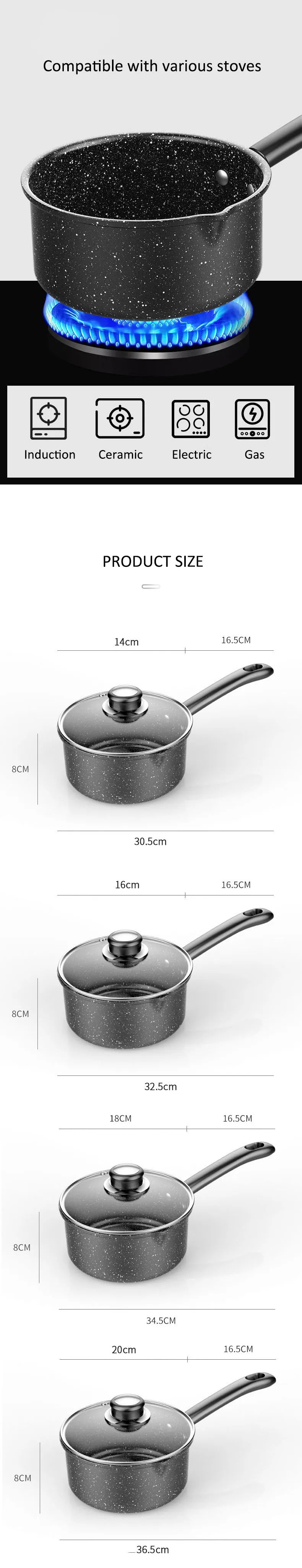 Cooking Pots Soup Pot Stock Pot with Lid Medical Stone Non-stick Saucepan Baby Food Cooker Gas Stove Cooker for Kitchen Milk Pot