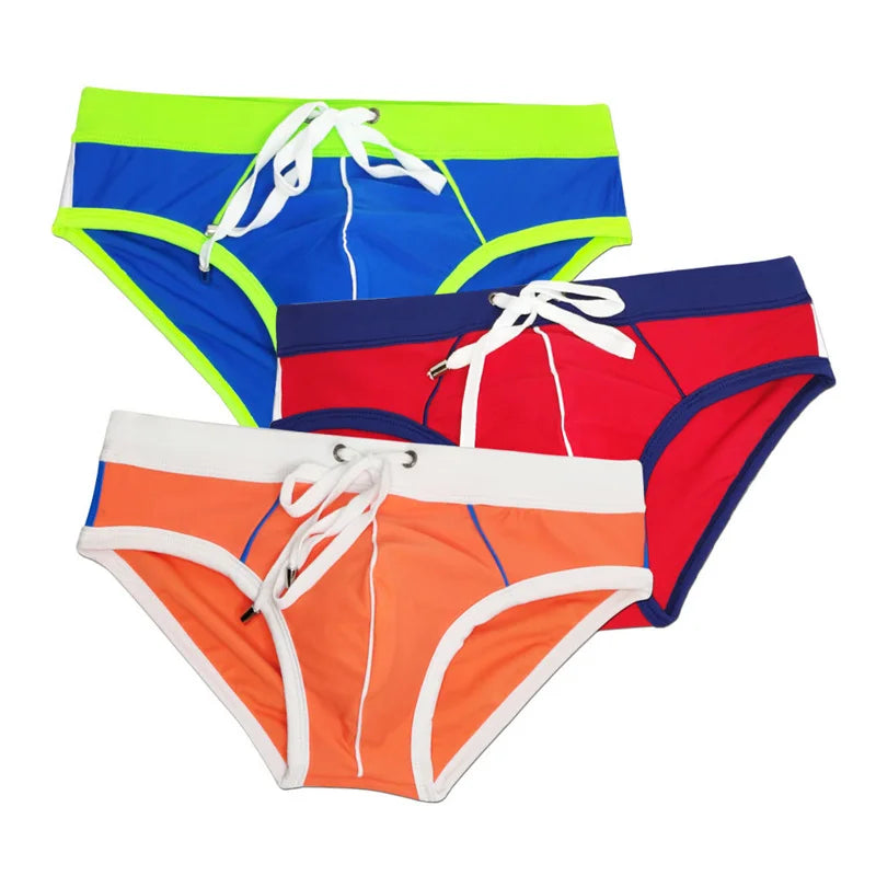 Men’s Printed Swim Briefs – Low Waist Padded Swimsuit for Beach, Pool & Summer Sports
