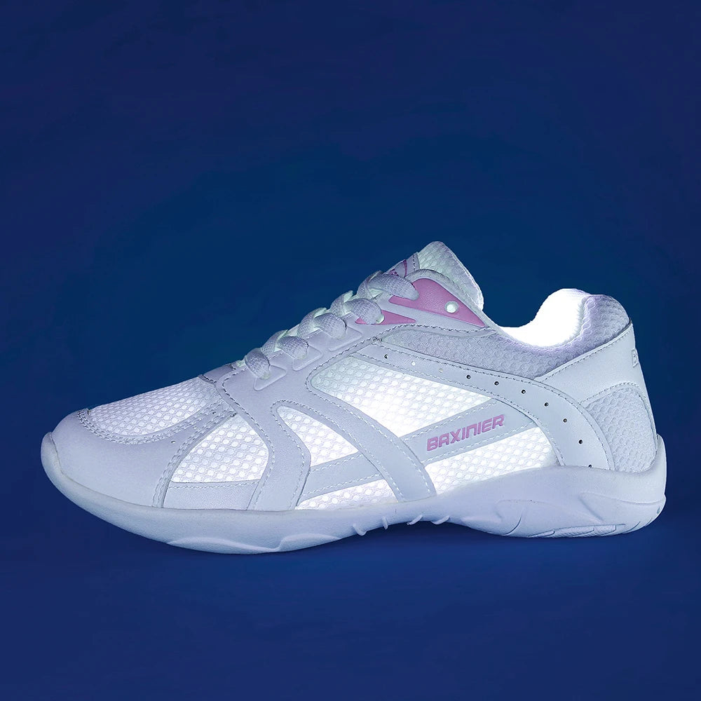 Girls White Cheerleading Shoes Mesh Breathable Training Dance Tennis Shoes Lightweight Youth Cheer Competition Sneakers