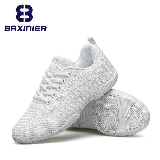 Girls White Cheer Shoes Trainers Breathable Kids Training Dance Shoes Lightweight Youth Cheer Competition Sneakers