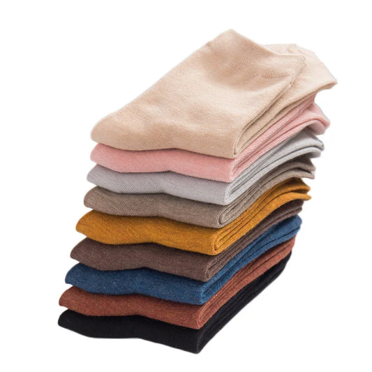 5/10 Paar Frühlingssocken für Damen im Harajuku-Stil, einfarbig, dünn, Süßigkeiten, bunt, Bambusfaser, Damensocken