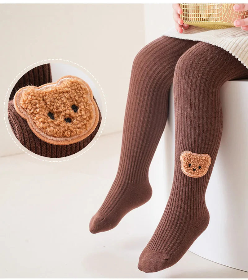 New Autumn Kids Pantyhose Children Cartoon Bear Leggings Girls Outwear Render Pants Girls