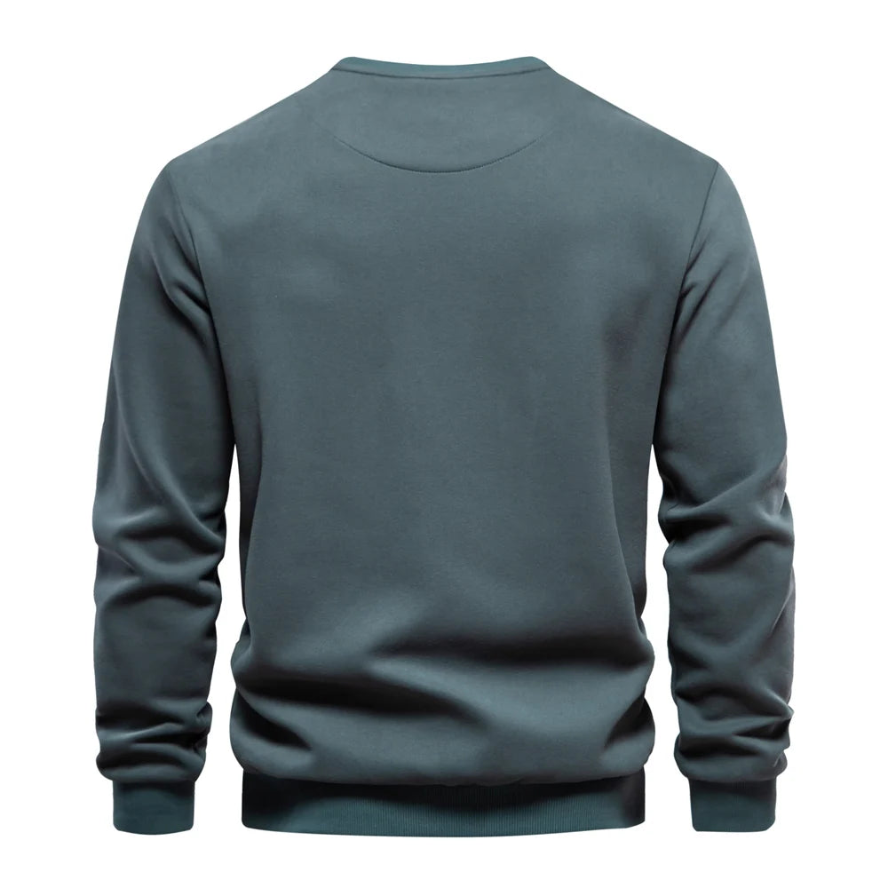 Men's Zipper Pocket Cotton Blend Sweatshirt For Casual Sport Pullover Men's Sweatshirts
