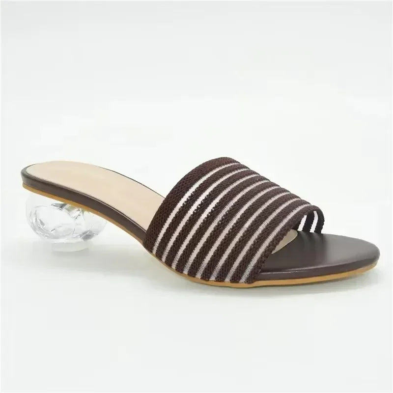 Italian Party Shoes Decorated with Big Rhinestone Women's Shoes Sexy Ladies' Open Toe Designed Pumps