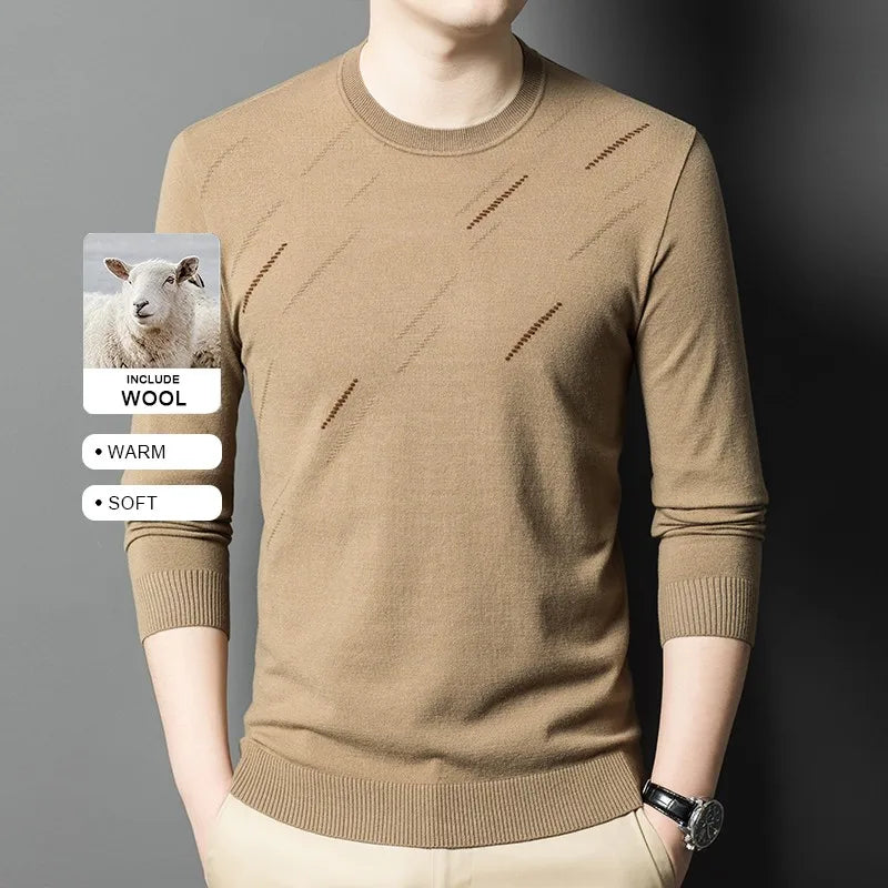 Men's High-End Woollen Designer Knitted Pullover Sweater, Casual Graphic Trendy Korean Brand, and Male Jumpers