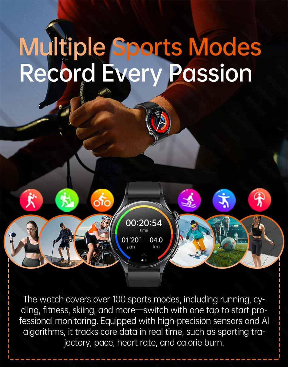 2025 Nieuw Smart Watch NFC ECG+PPG Bloedzuurstof Urinezuur Bloeddruk Saffier Smartwatch Heren - Compatibel met Samsung Galaxy, Xiaomi en Huawei IOS