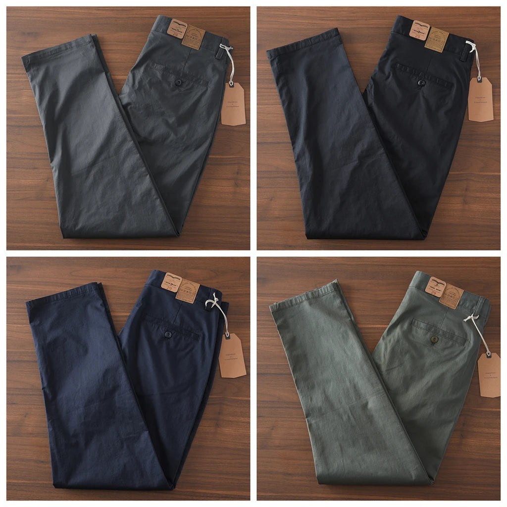 2025 Zomer Nieuwe Amerikaanse Retro Dunne Micro-Elastische Casual Broek Heren Eenvoudige 97% Katoenen Slim CHINO Business Rechte Broek