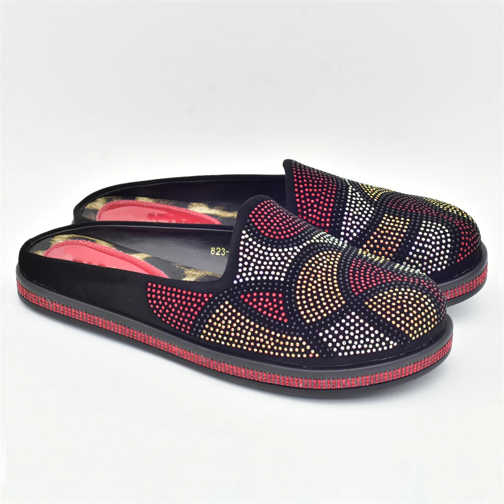 Fashion Women Mules Half Closed Slippers for Female Shoe Bling Rhinestone Sparkly Light Comfy Walking Shoe