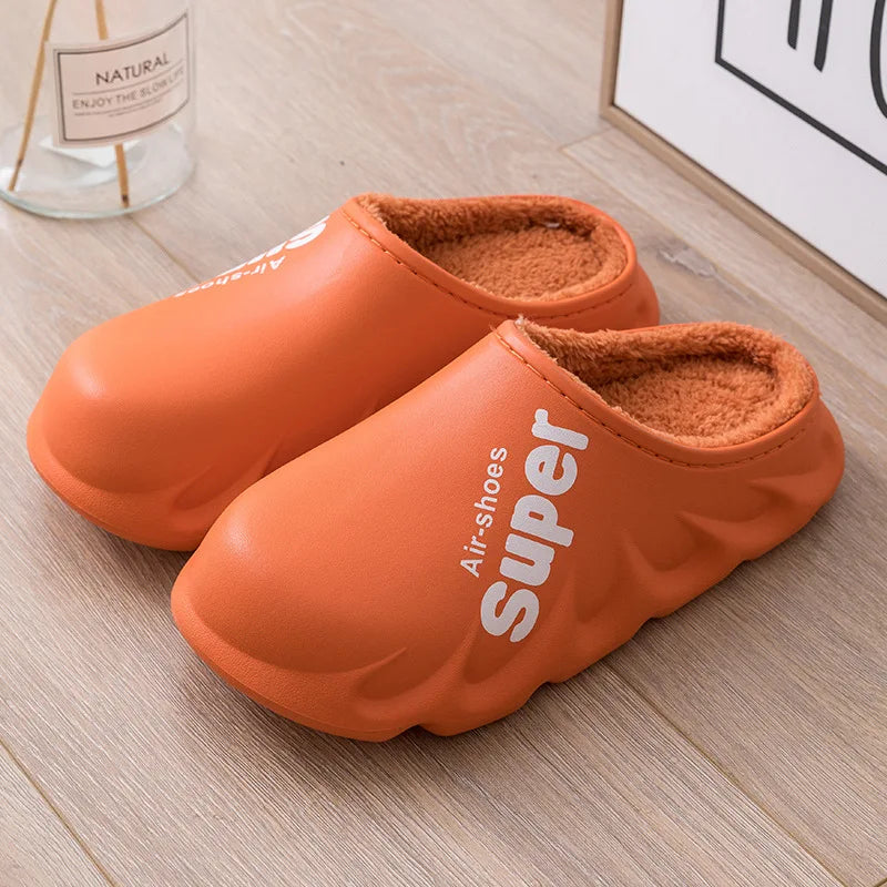 Unisex Winter Plush Sport Slippers Outdoor Waterproof Home Warm Fuzzy Slippers Suitable As Garden Shoes For Men & Women