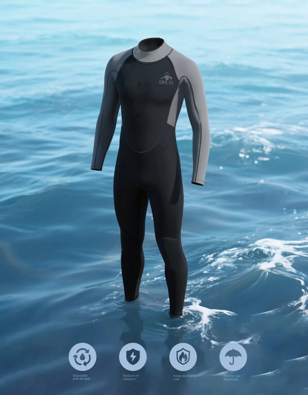 Men’s 3MM Neoprene Wetsuit – Full Body Diving & Surfing Suit for Swimming, Cold Water Sports & Thermal Protection