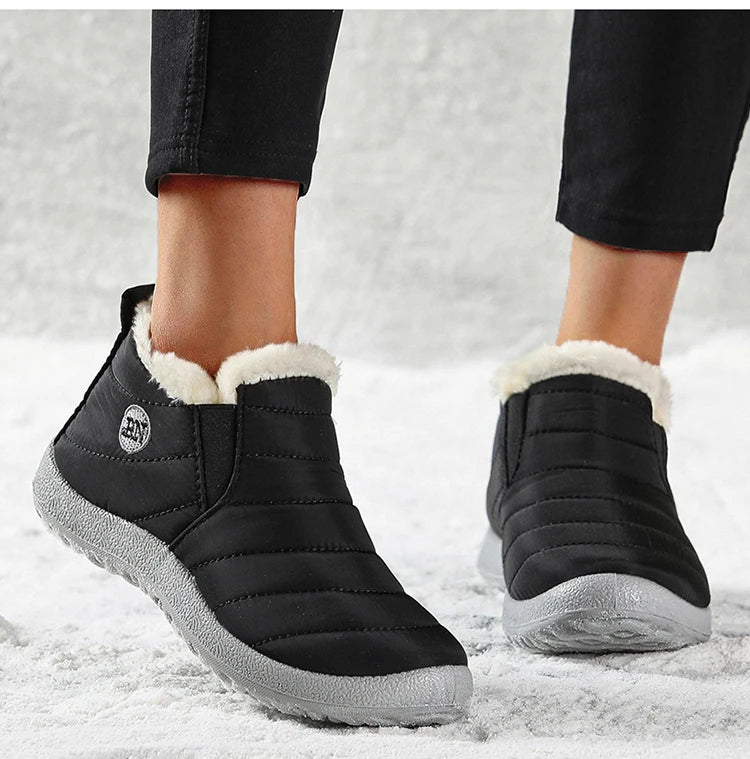 Men's Warm Fur Flat Shoes Waterproof Winter Slip-On Sneakers For Men