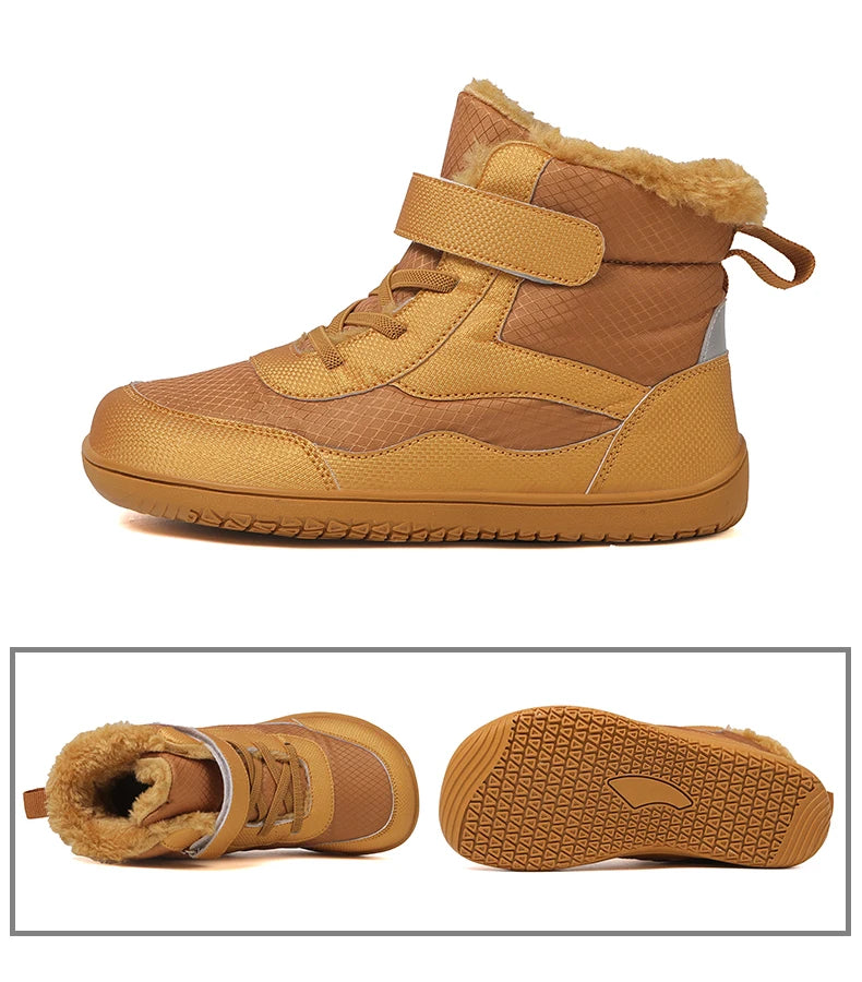Kinderen brede neus blotevoeten sneeuwlaarzen comfortabele warme stijlvolle winter minimalistische sneakers voor jongens en meisjes, perfect voor peuters tot grote kinderen