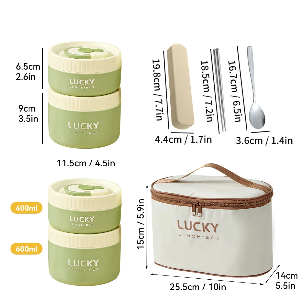 WORTHBUY Bento Lunch Box Set, Portable Keep Warm Lunch Container With Insulated Bag, 18/8 Stainless Steel Thermal Food Container
