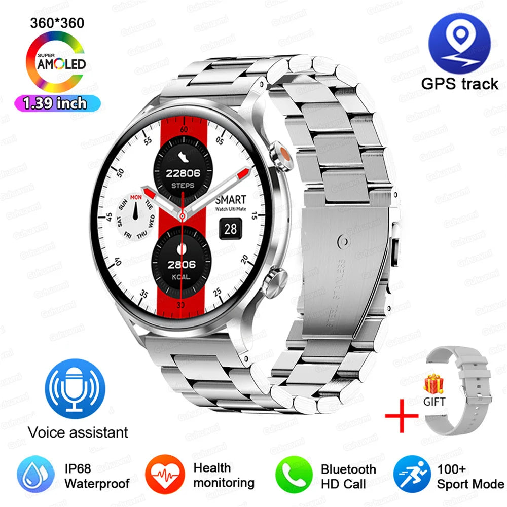 2025 New Smartwatch Women AMOLED HD Screen Always On Display Bluetooth Call IP68 Waterproof GPS Smart Men Watch - Compatible with Android IOS