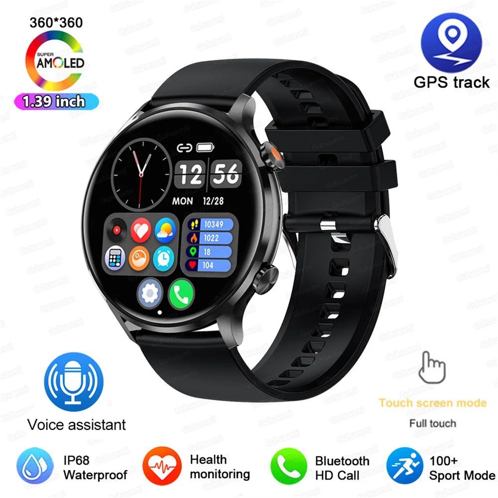 2025 New Smartwatch Women AMOLED HD Screen Always On Display Bluetooth Call IP68 Waterproof GPS Smart Men Watch - Compatible with Android IOS