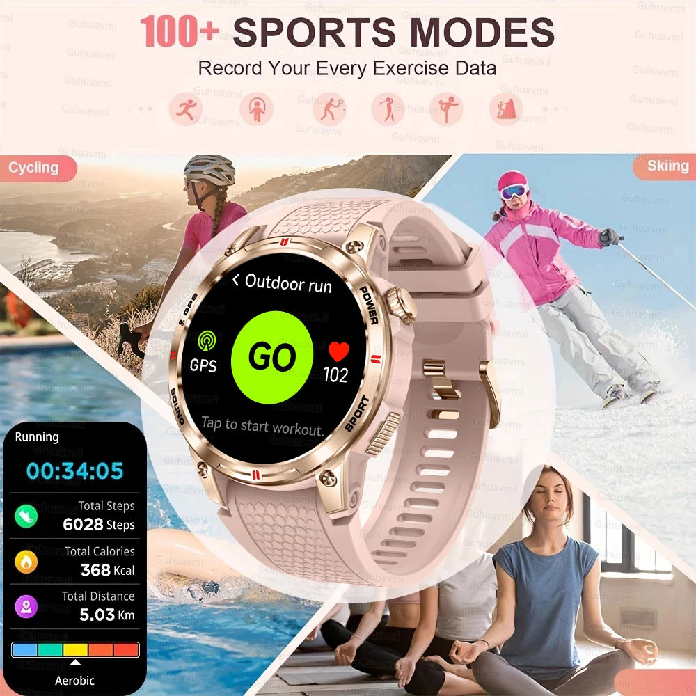 2025 Nieuwe GPS Smartwatch voor dames, AMOLED HD-scherm, gezondheidsmonitor, sportspraak, GPS-positionering, IP68-oproepsmartwatch voor dames