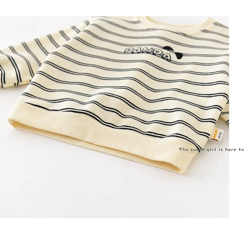 New Spring Kids Hoodie Children Cute Waffle Stripe Sweatshirt Girls Boys Thin Casual Design Pullover Shirt 1-5Y Unisex