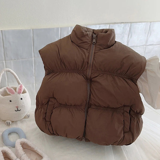New Autumn & Winter Kids Vest Children's Thickened Turtleneck Waistcoat Korean Style Girls Boys Trendy Warm Outwear 2-6Y Unisex