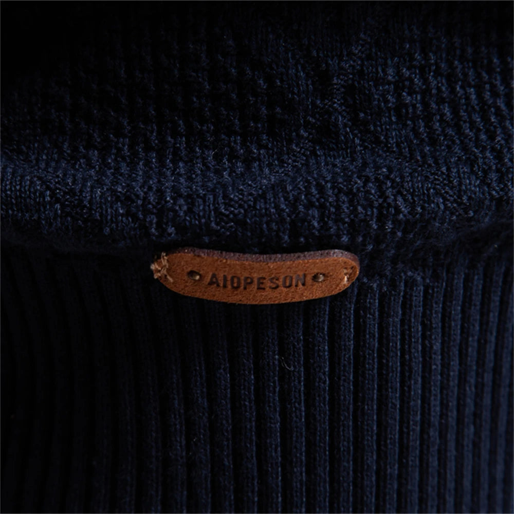 Men's Autumn Cotton Polo Neck Sweaters High Quality Pullover Knitted Sweater England Style Casual Social Pullover For Men