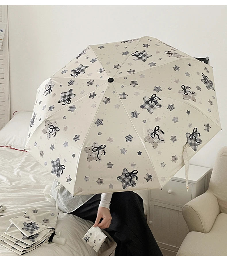 Automatic Fold Umbrella | All-Weather UV Sunshade | Ins Style Black Glue Design
