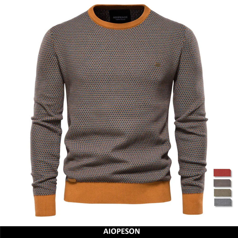 Men's Cotton Loose Pullovers Sweater Casual Warm Quality Spliced Men's Knitted Sweater Winter Sweaters for Men