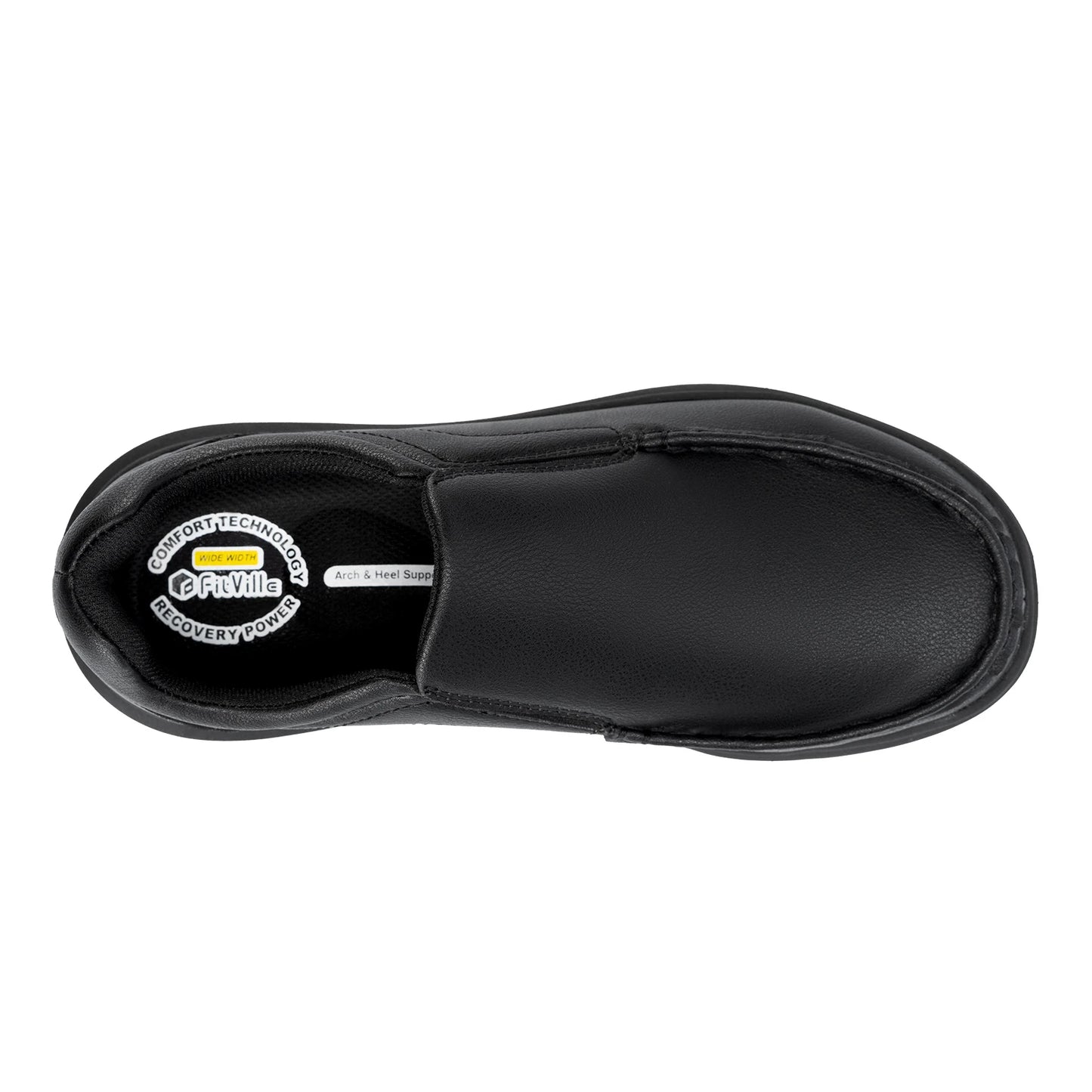 Men's Shoes Wide Width Leather Slip-On Casual Shoes Lightweight For Swollen Feet with Arch Support Pain Relief
