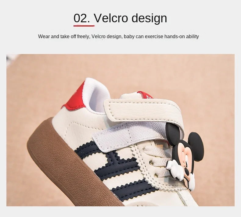 Cartoon Children's Casual Shoes Cute Minnie Girls Sneakers Fashion Mickey Boys Sport Shoes Anti-Slip Soft Sole Kids Board Shoes