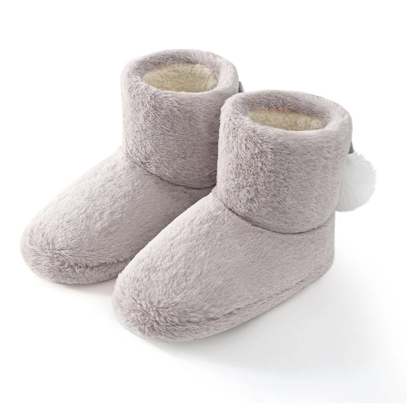 Women's Winter Warm Plush Cotton Boots Casual Fur Fluffy Snow Boots With Soft Comfort Non-Slip Sole Suitable As Snow Boots Cute Cotton Shoes