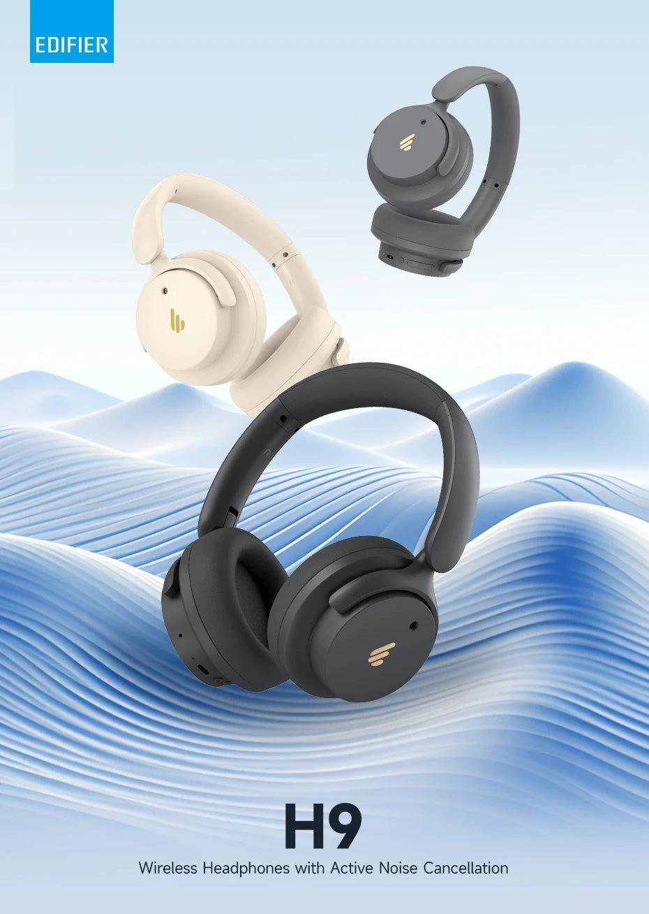 Edifier H9 Active Noise Cancelling Wireless Headphones Bluetooth 5.4 Headset Hi-Res Audio 75H Battery Life Foldable Design