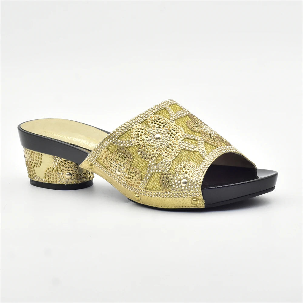 New Red Rhinestone Women Wedding Shoes High Quality African Paty Shoes Open Toe Sexy Ladies Shoes Italian Women Wedding Pumps1