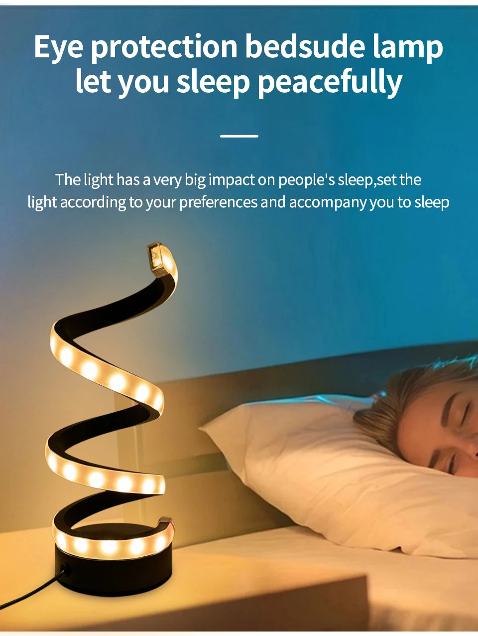 Creative LED Desk Lamp Modern Spiral Table Lamp RGB Dimming Ambient Light Portable Bar Cafe Bedroom Living Room Decorate Lamp