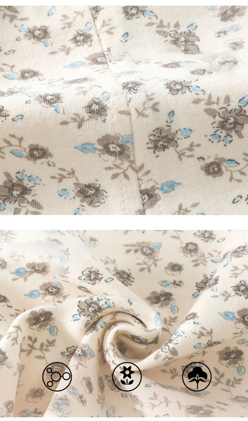 New Spring Girls Boys Clothes Set Baby Cute Floral Home Wear Toddler Full Printed Flowers Children's Loungewear 0-4T Unisex