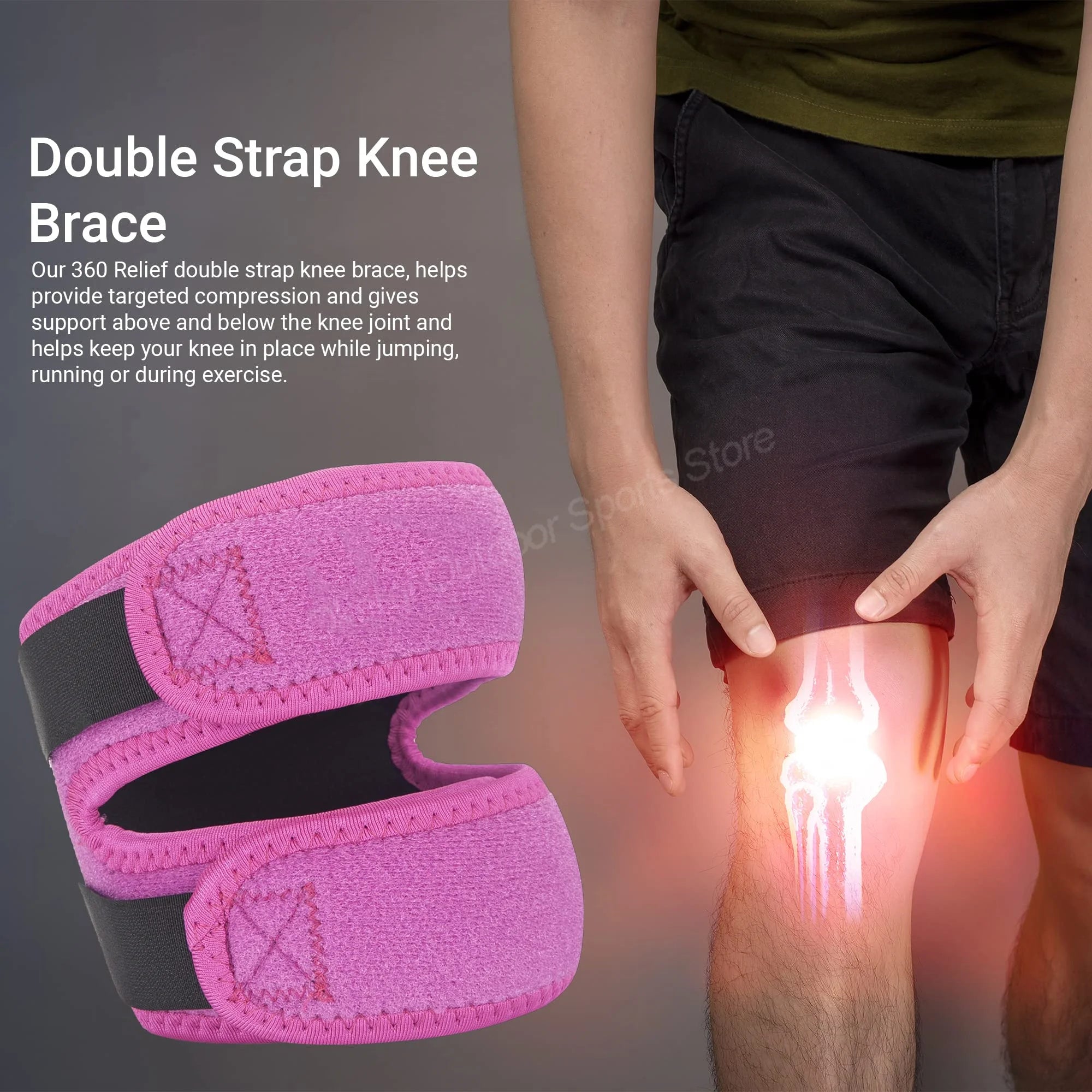 1PC EVA Patella Knee Strap, X-Pressurized Knee Support With Double Patellar Kneepad For Tendon Support Suitable For Gym