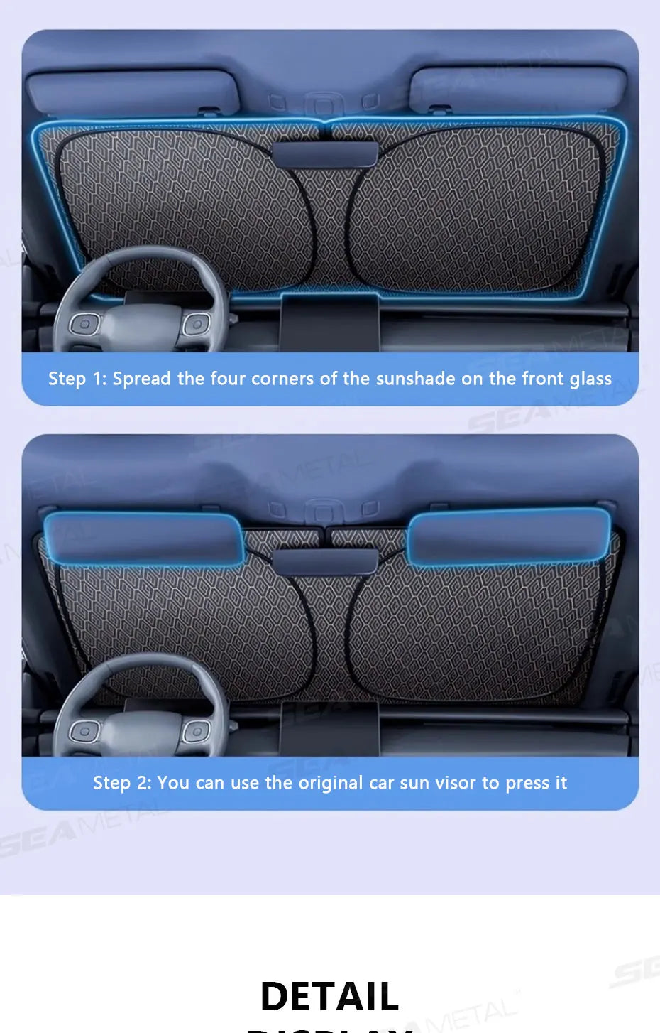 SEAMETAL 5-Layer Car Windshield Sun Shade Cover Foldable Thicken Front Window UV Refletive Sunshade Curtain Sun Protection Cover