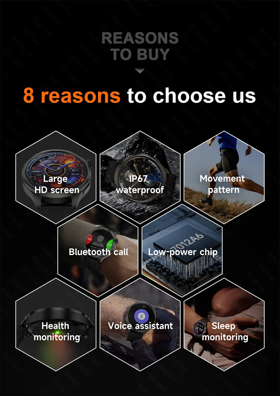 GPS Sports Smartwatch Men AMOLED Screen Compass Altimeter Heart rate BP NFC Bluetooth Call Smart Watch For Men - Compatible With HUAWEI IOS