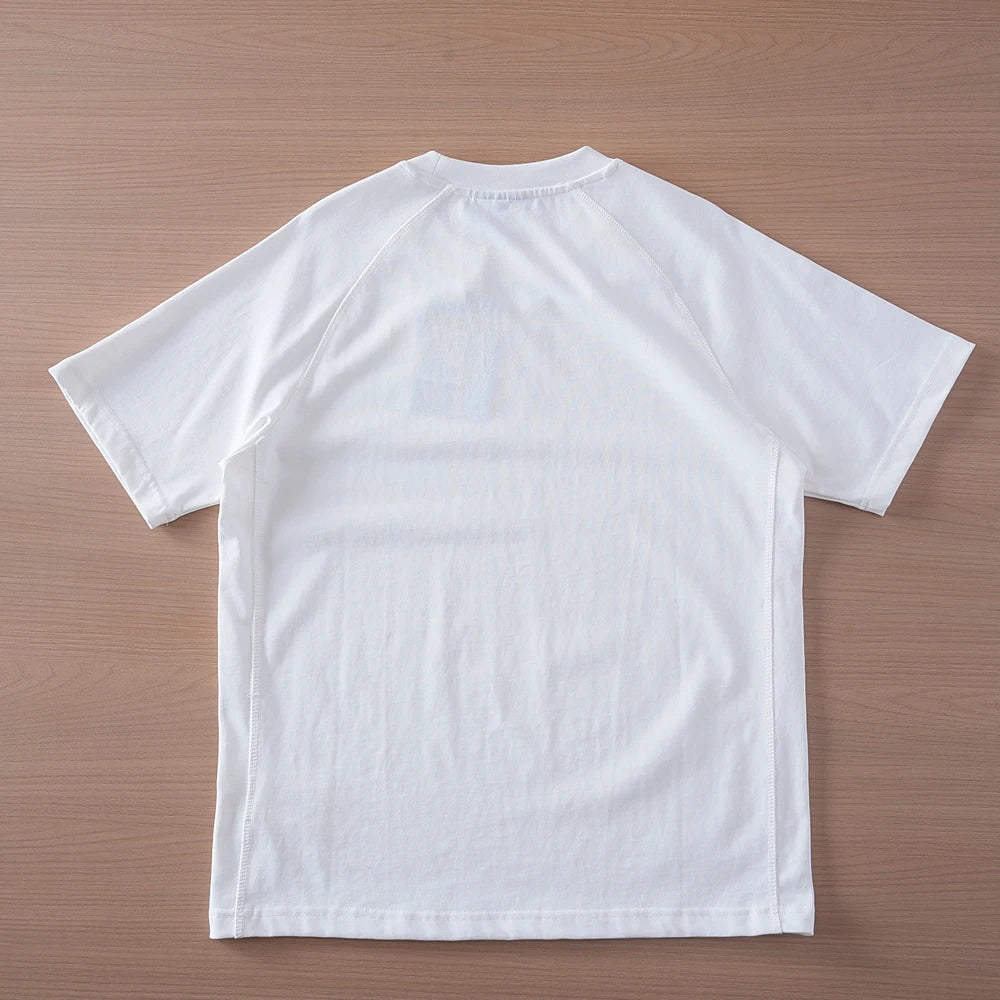 2025 Summer New American Retro 280G Short Sleeve O-neck Solid Color T-shirt Men's Fashion 100% Cotton Washed Casual Loose Tops