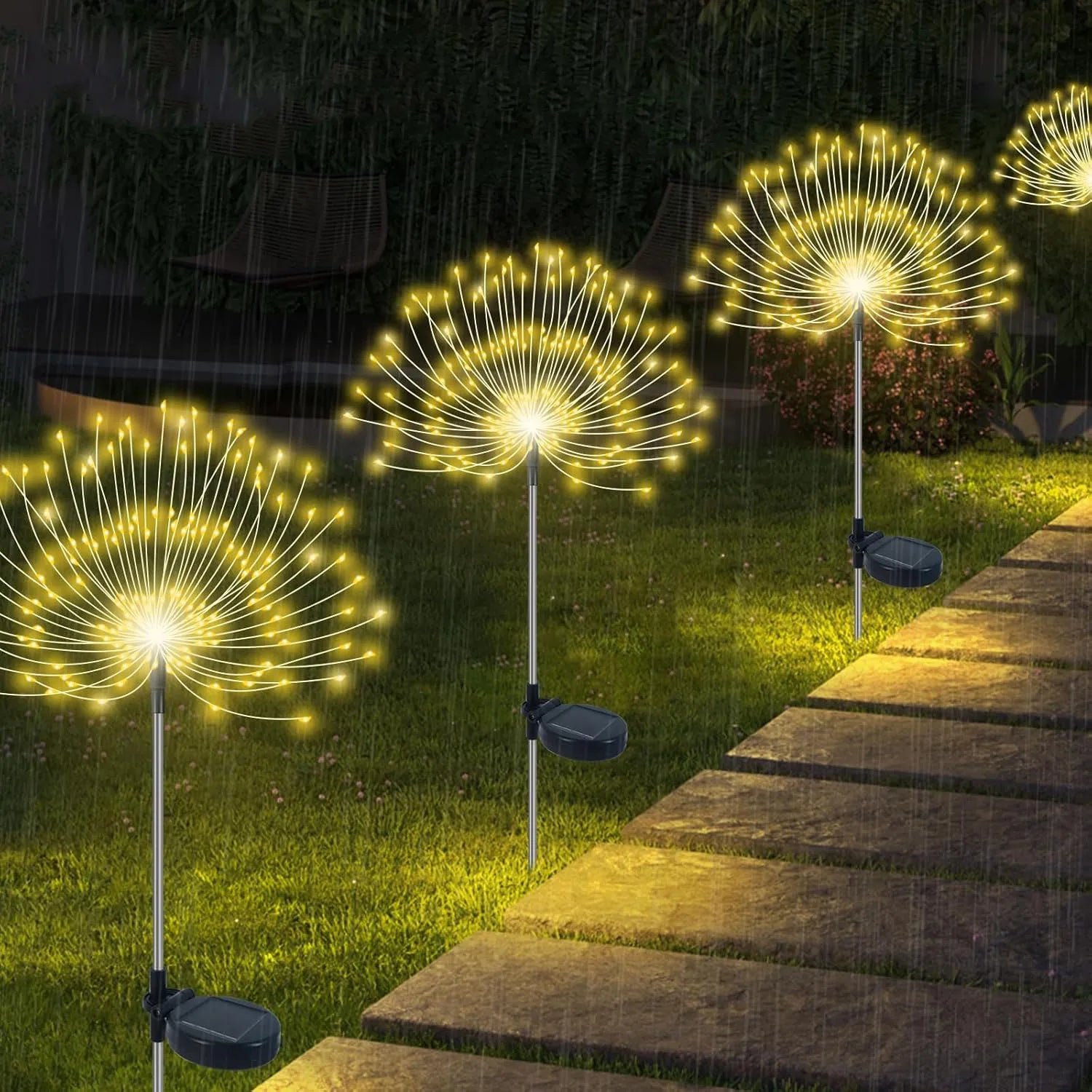 200LED LED Solar Fireworks Lights Outdoor Grass Globe Dandelion Lamp for Garden Lawn Landscape Lamp Holiday Light