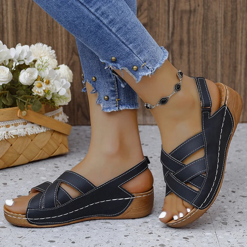 Woman Shoes Sandals Summer Party Walking Shoes Non-Slip Sandals Woman Wedge Shoes Woman Breathable Footwear Sandal Women Female