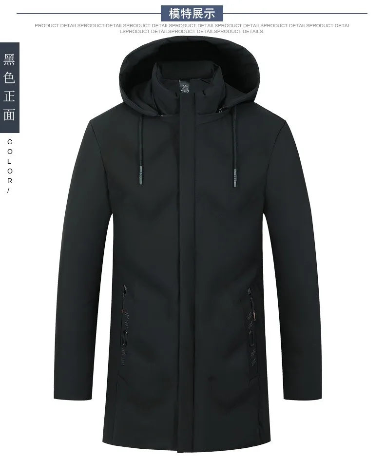 Men's Top Grade Designer Brand Parka Jacket, Thick Casual Fashion, Long Windbreaker Hooded Bubble Male Coats