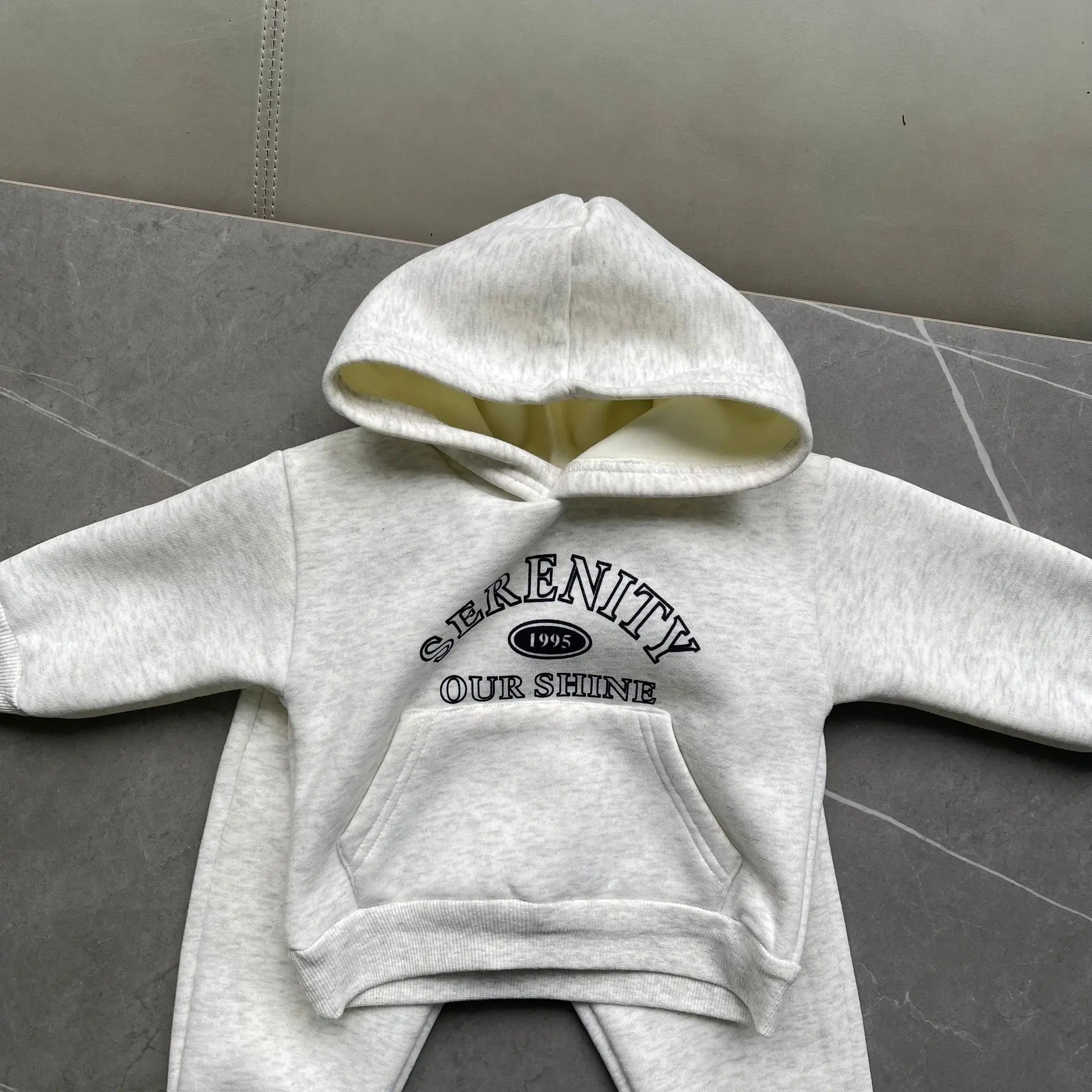 2025 Autumn Winter New Baby Letter Print Hooded Sweatshirt + Sweat Pants 2PCS Suit Boys Girls Casual Sports Set Kids Outfits 1-3Y