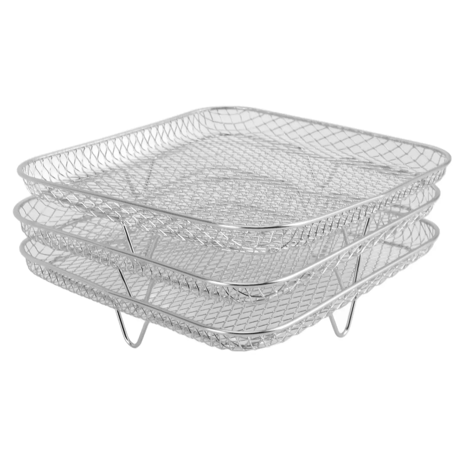 Air Fryer Rack, Set of 3, Stackable Multi-Layer Stainless Steel Dehydrator Rack, Air Fryer Accessories Oven Steamer Basket