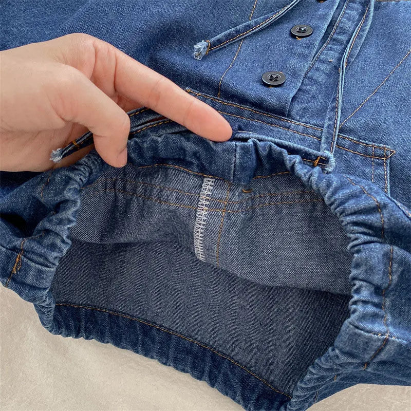 2025 Nieuwe lente kinderjas denim blauwe jas voor kinderen jongens meisjes casual stijl hoodie outfit 7-12 jaar unisex