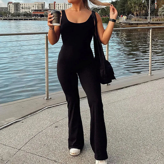 Frauen Sexy Engen Overalls Einfarbig Aushöhlen Rückenfrei Ärmelloses Yoga Strampler Weibliche Stretch Workout Lift Hüften Bodys